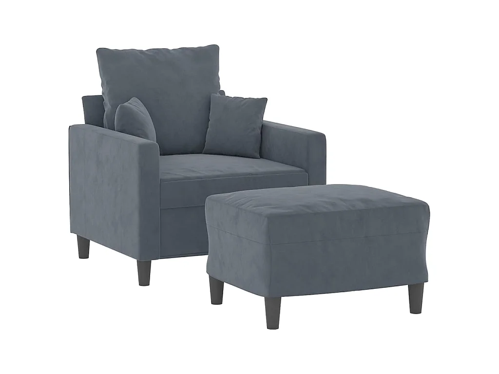 Fauteuil avec repose-pied Gris foncé 60 cm Velours