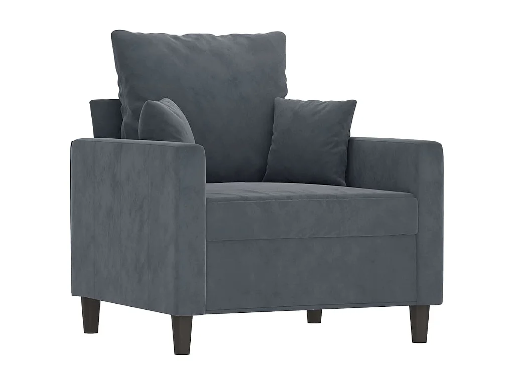 Fauteuil avec repose-pied Gris foncé 60 cm Velours