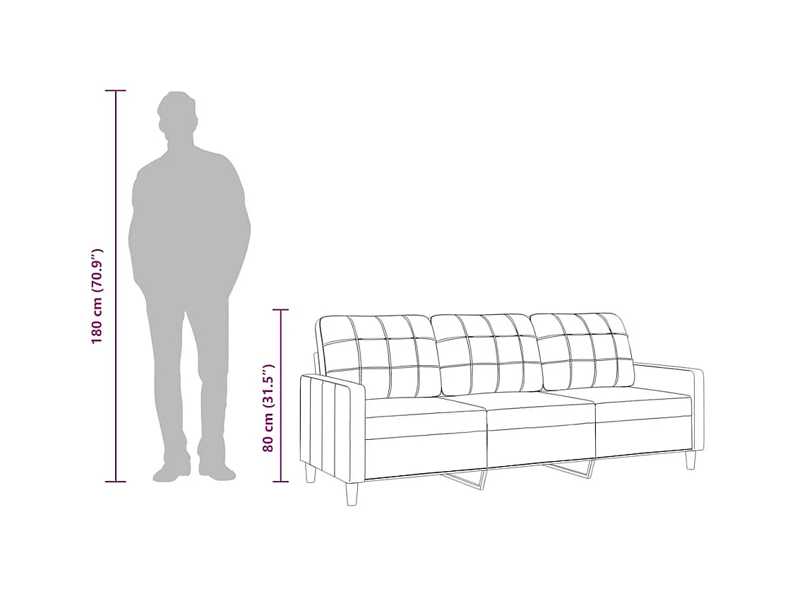 Sofá 3 plazas Taupe 210 cm Tela