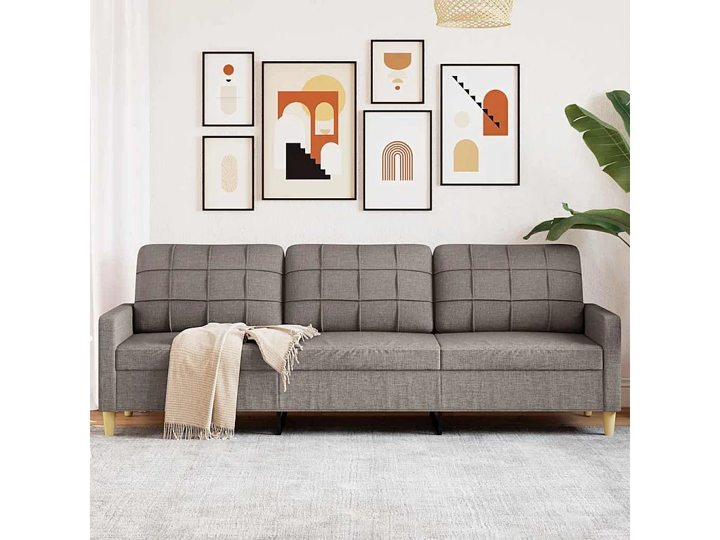 Sofá 3 plazas Taupe 210 cm Tela