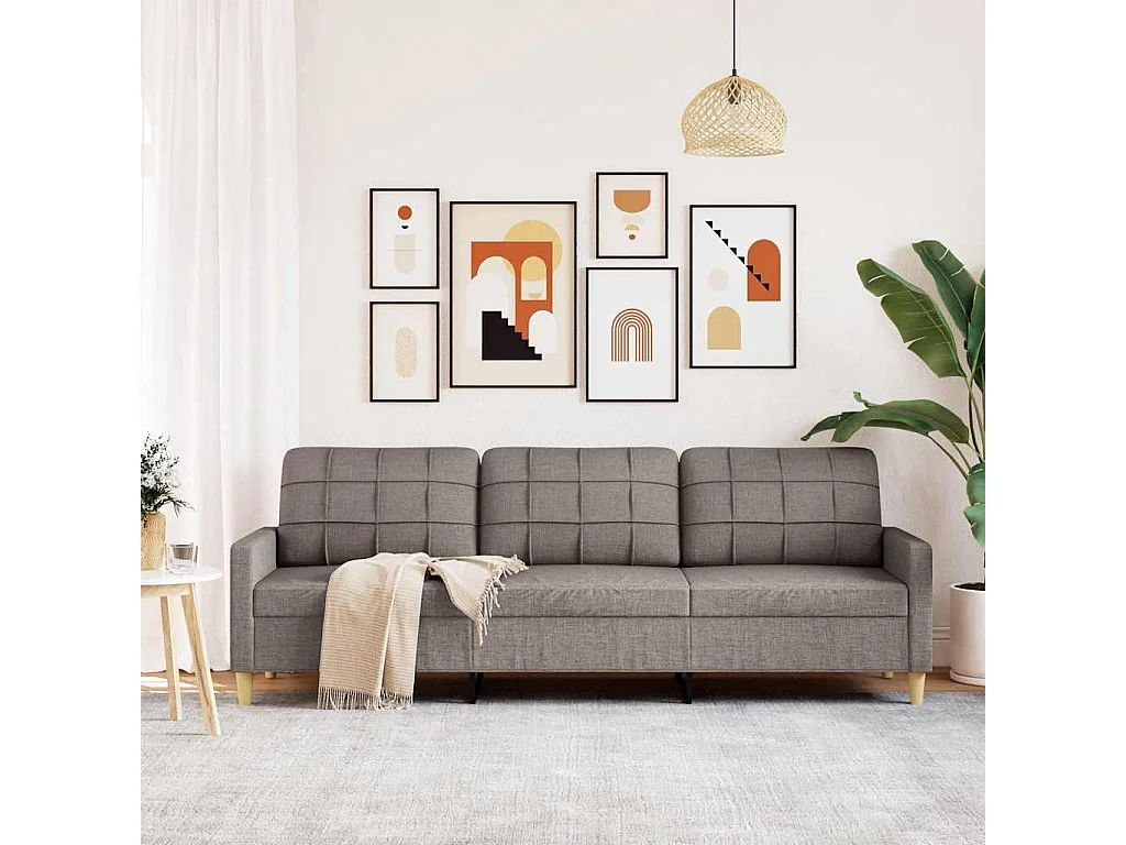 Sofá 3 plazas Taupe 210 cm Tela