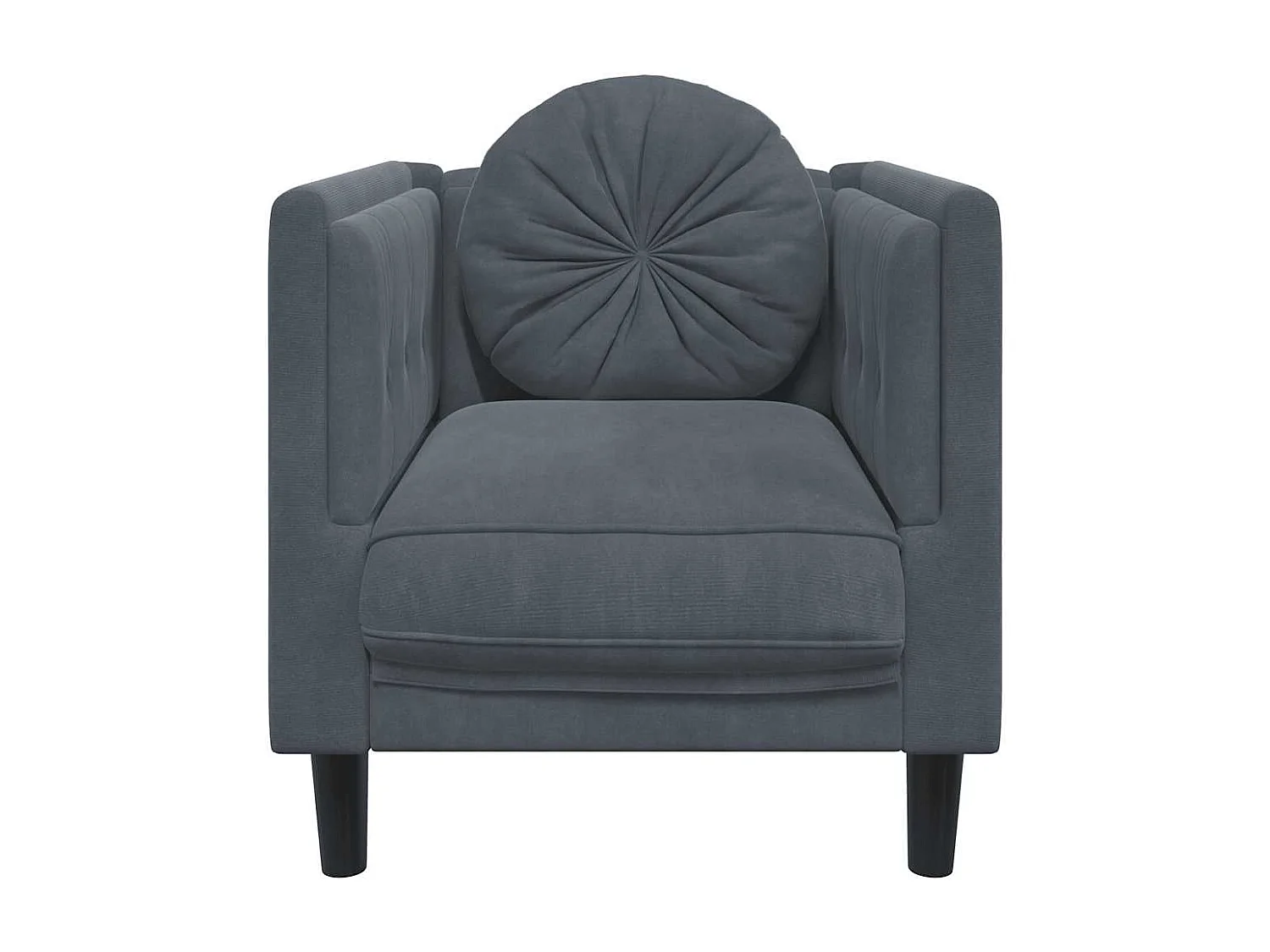Sillón con cojín de terciopelo gris oscuro