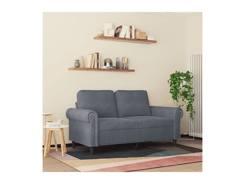 Sofá 2 plazas Gris oscuro 120 cm Terciopelo