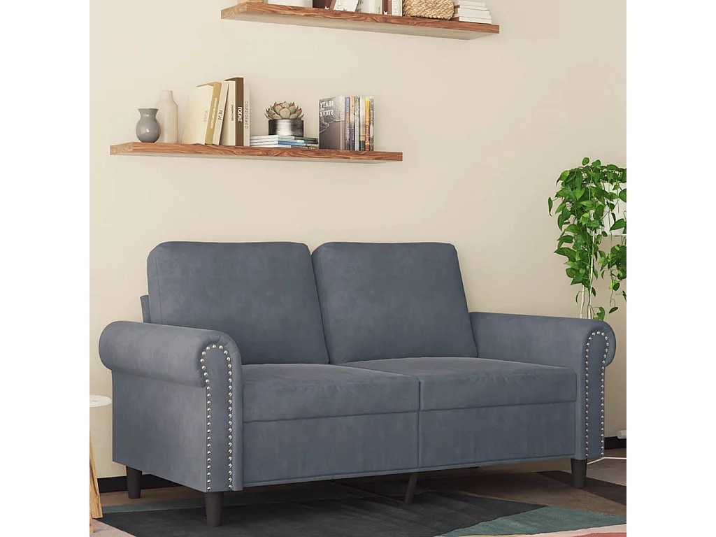 2-Sitzer-Sofa Dunkelgrau 120 cm Samt