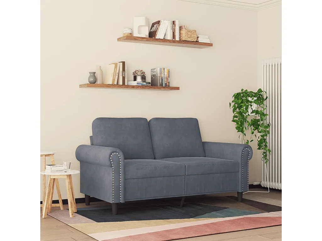 2-Sitzer-Sofa Dunkelgrau 120 cm Samt