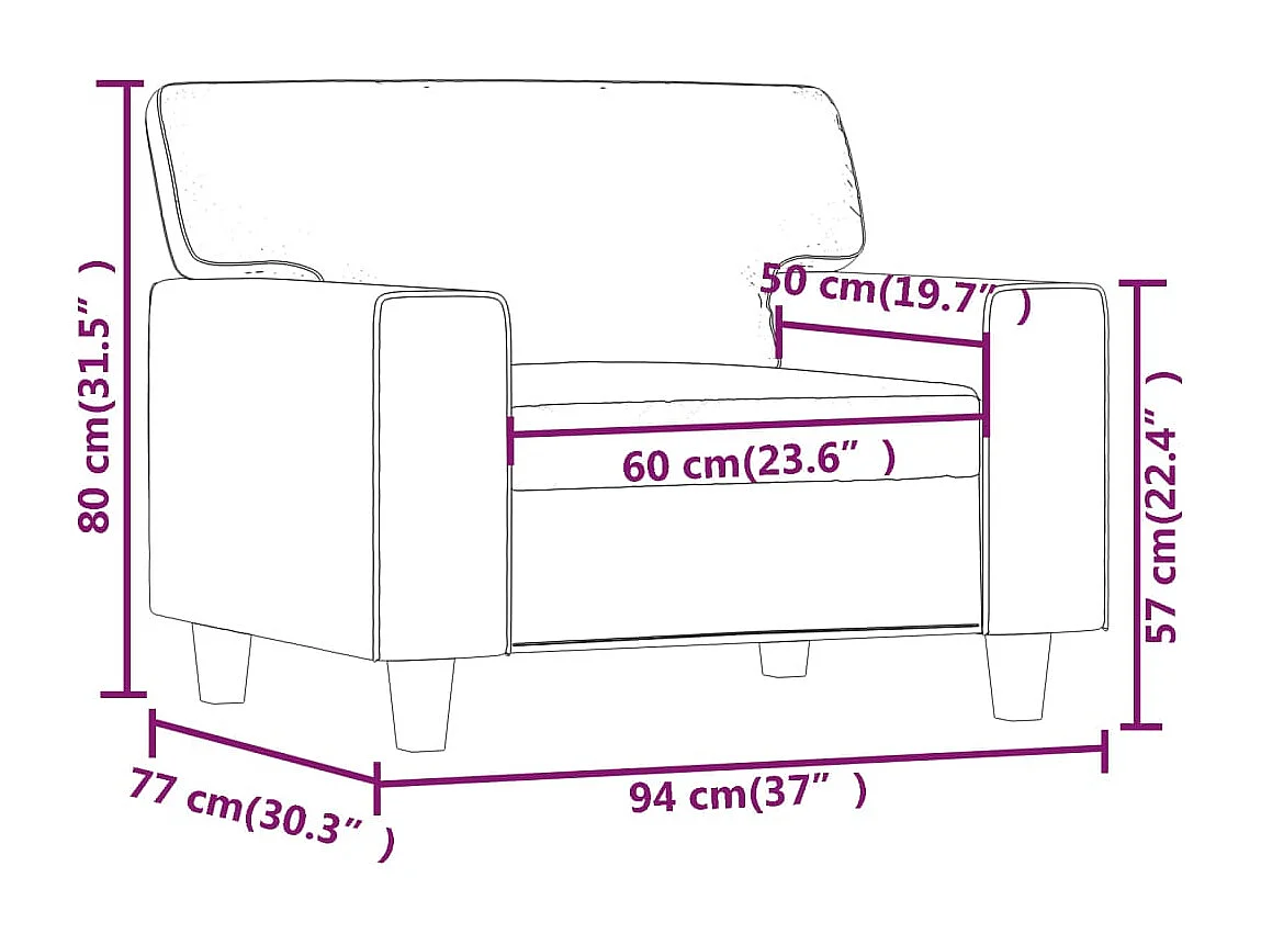Sillón Cappuccino 60 cm Piel sintética