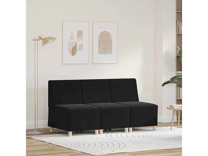 Modulaire bank zonder armleuningen 3 stuks zwart