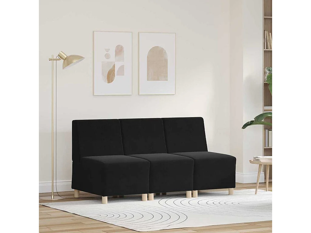 Modulaire bank zonder armleuningen 3 stuks zwart