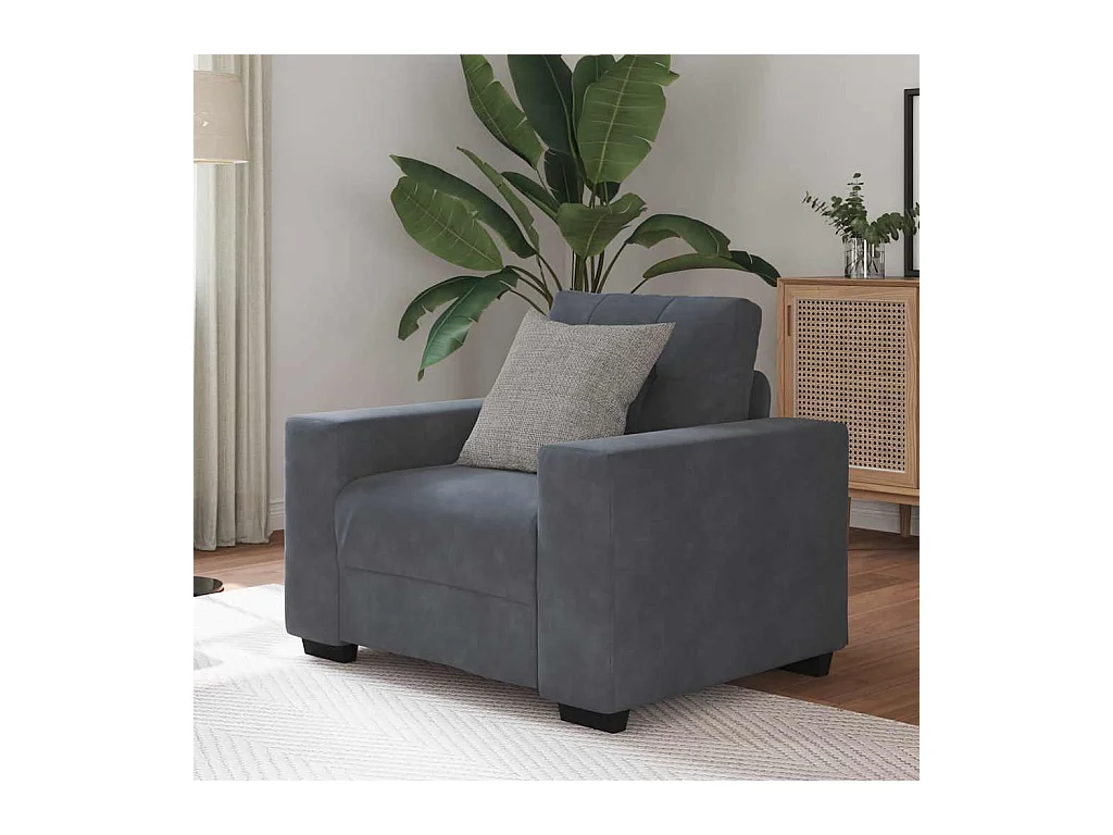 Fauteuil gris foncé 60 cm velours