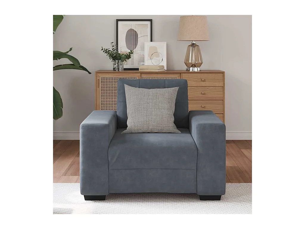 Fauteuil gris foncé 60 cm velours