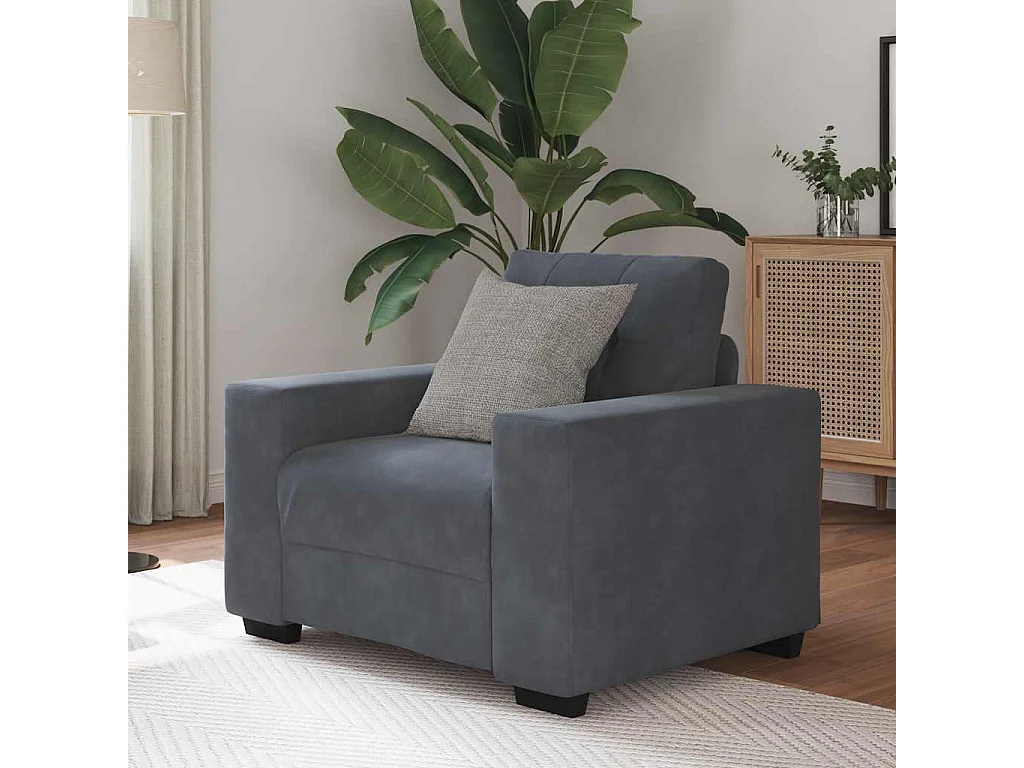 Fauteuil gris foncé 60 cm velours