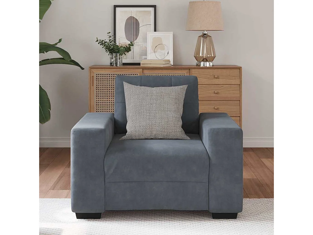 Fauteuil gris foncé 60 cm velours