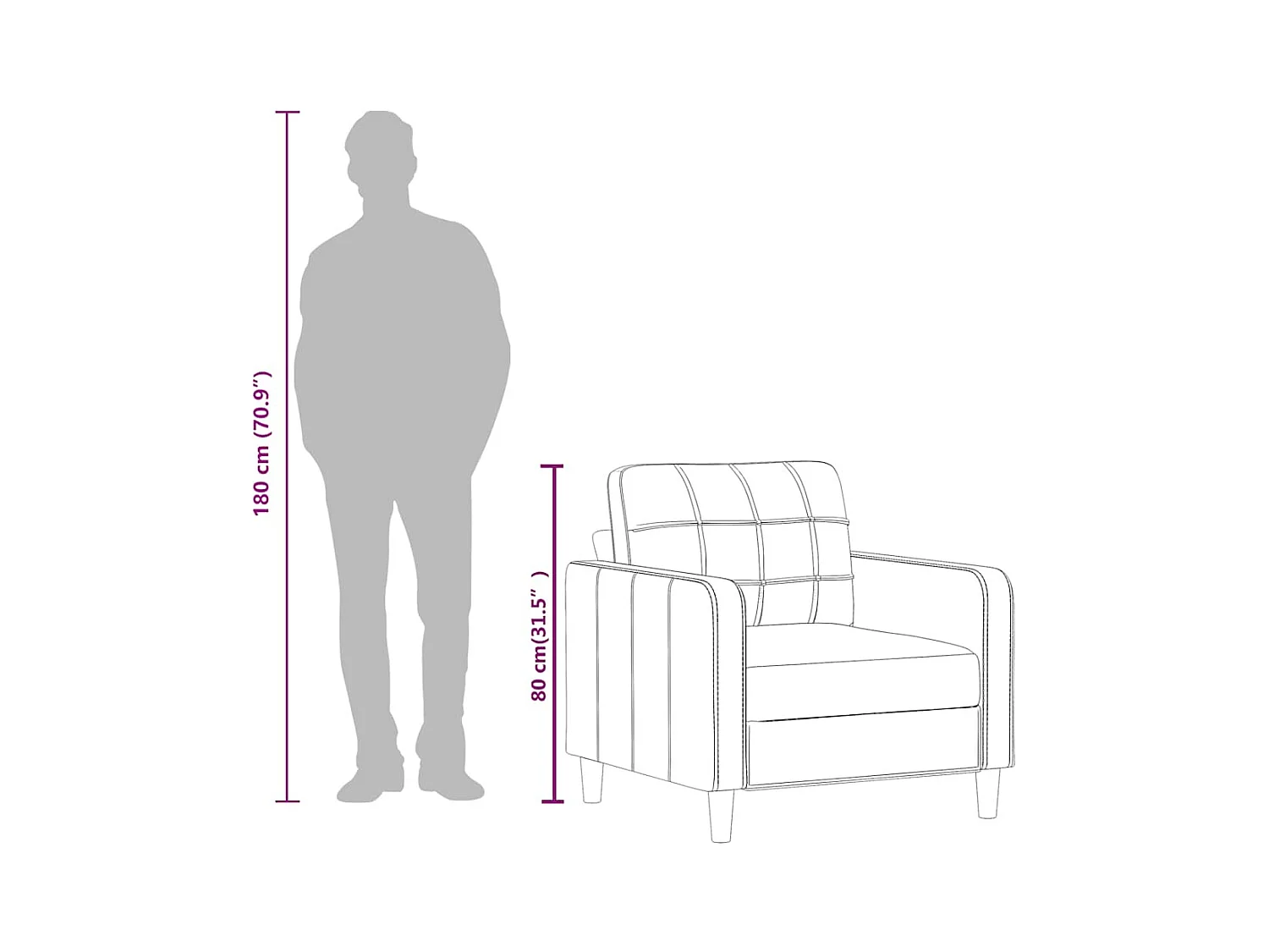 Cappuccino fauteuil 60 cm Kunstleer