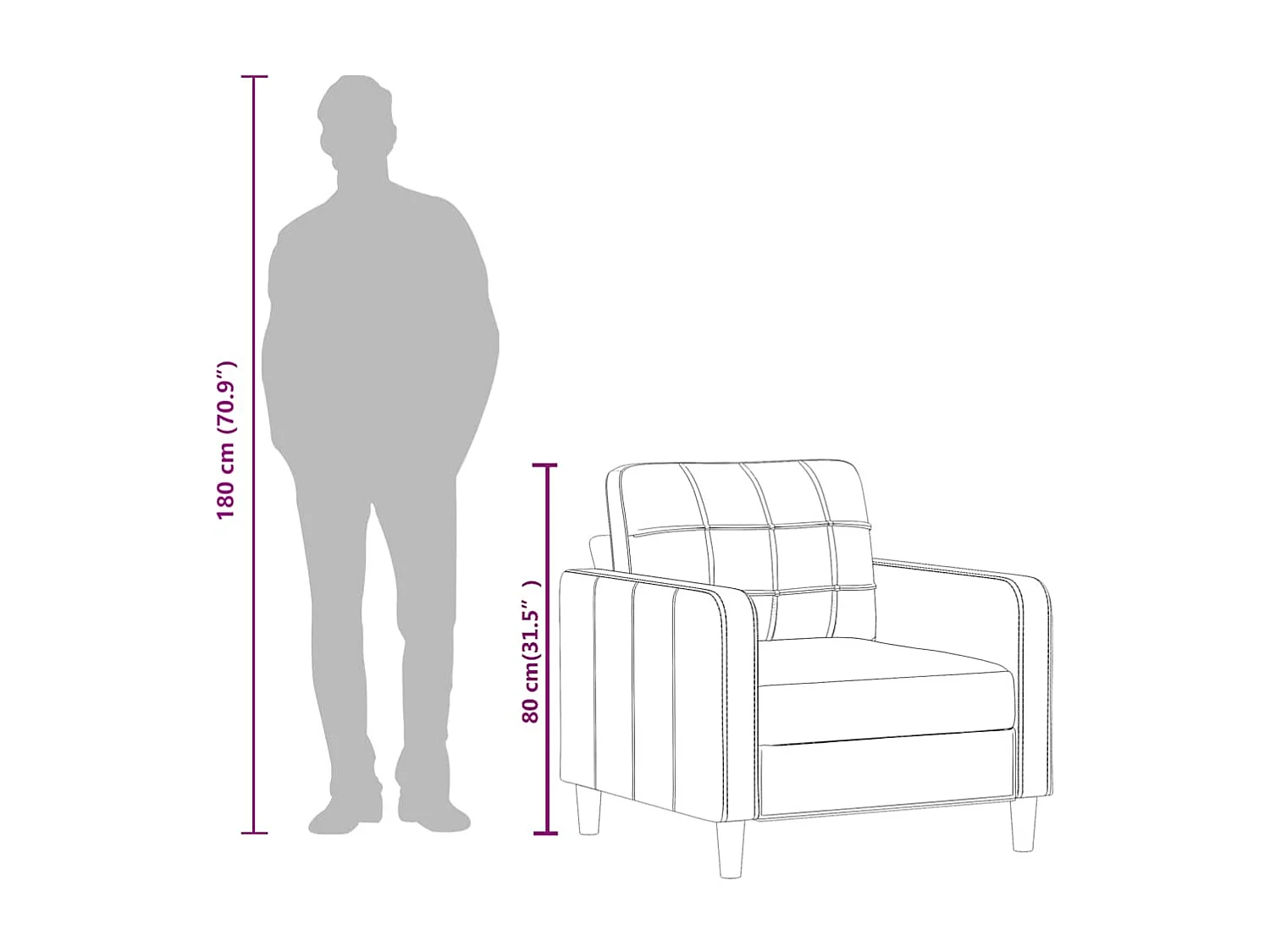 Sillón Cappuccino 60 cm Piel sintética