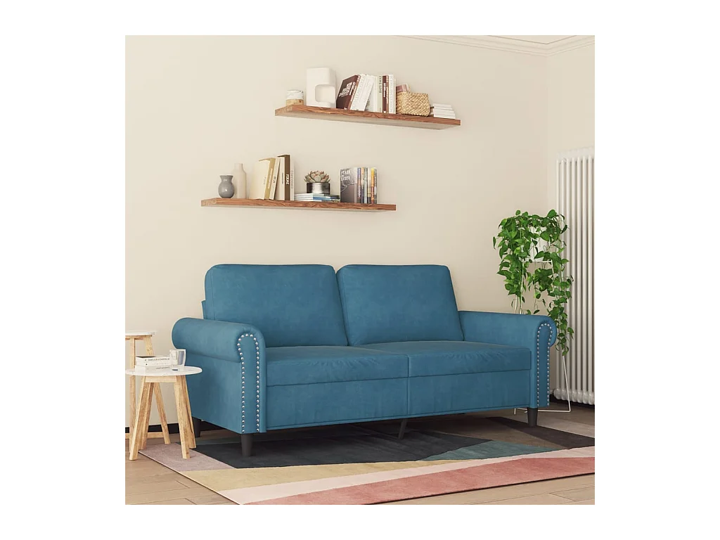 2-Sitzer-Sofa Blau 140 cm Samt