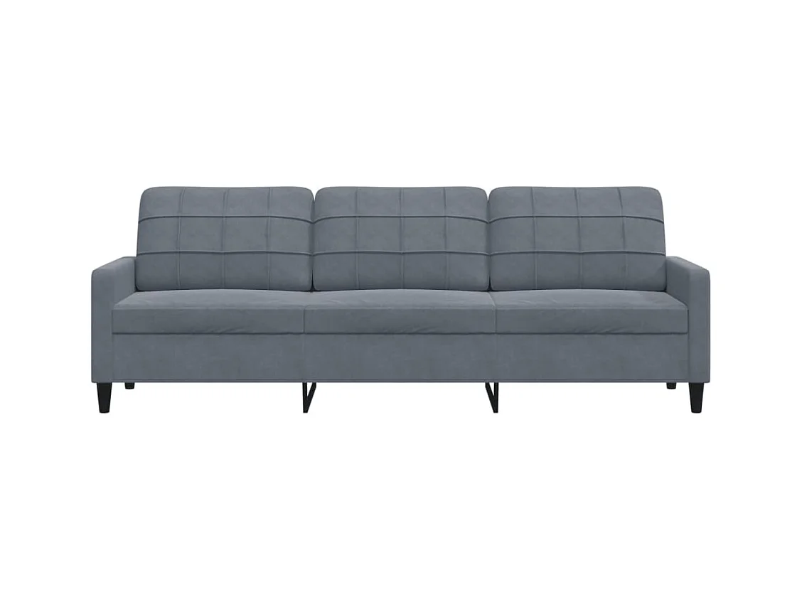 Divano 3 posti Grigio scuro 210 cm Velluto