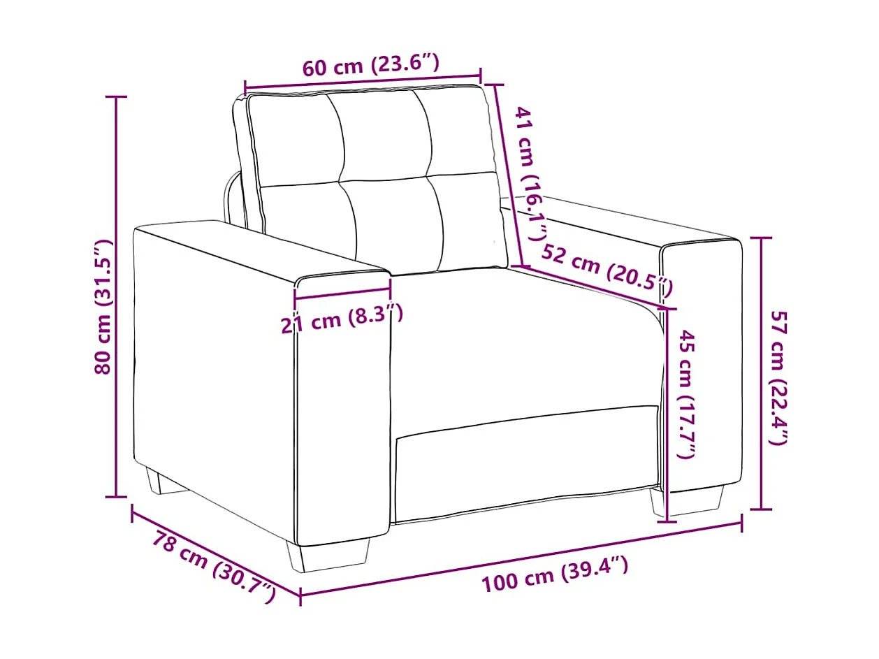 Zwarte fauteuil 60 cm stof