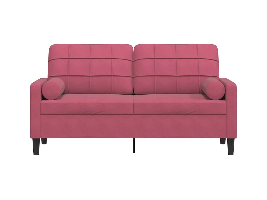 Divano 2 posti con cuscini bordeaux 140 cm velluto