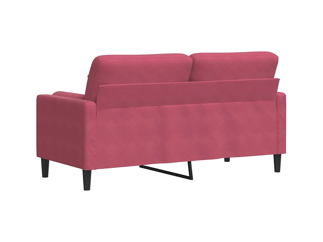 Divano 2 posti con cuscini bordeaux 140 cm velluto