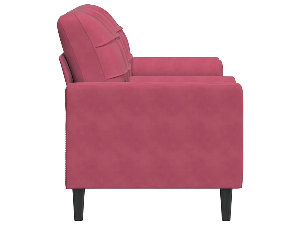 2-Sitzer-Sofa mit burgunderfarbenen Kissen, 140 cm, Samt