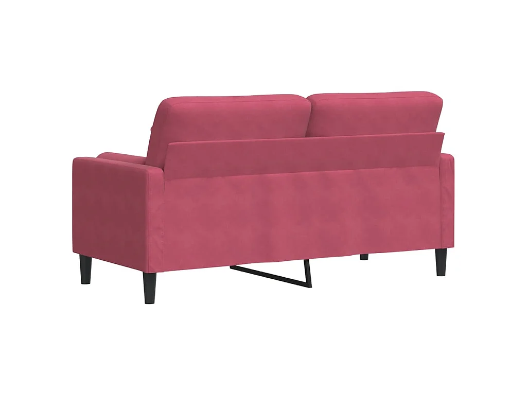2-Sitzer-Sofa mit burgunderfarbenen Kissen, 140 cm, Samt