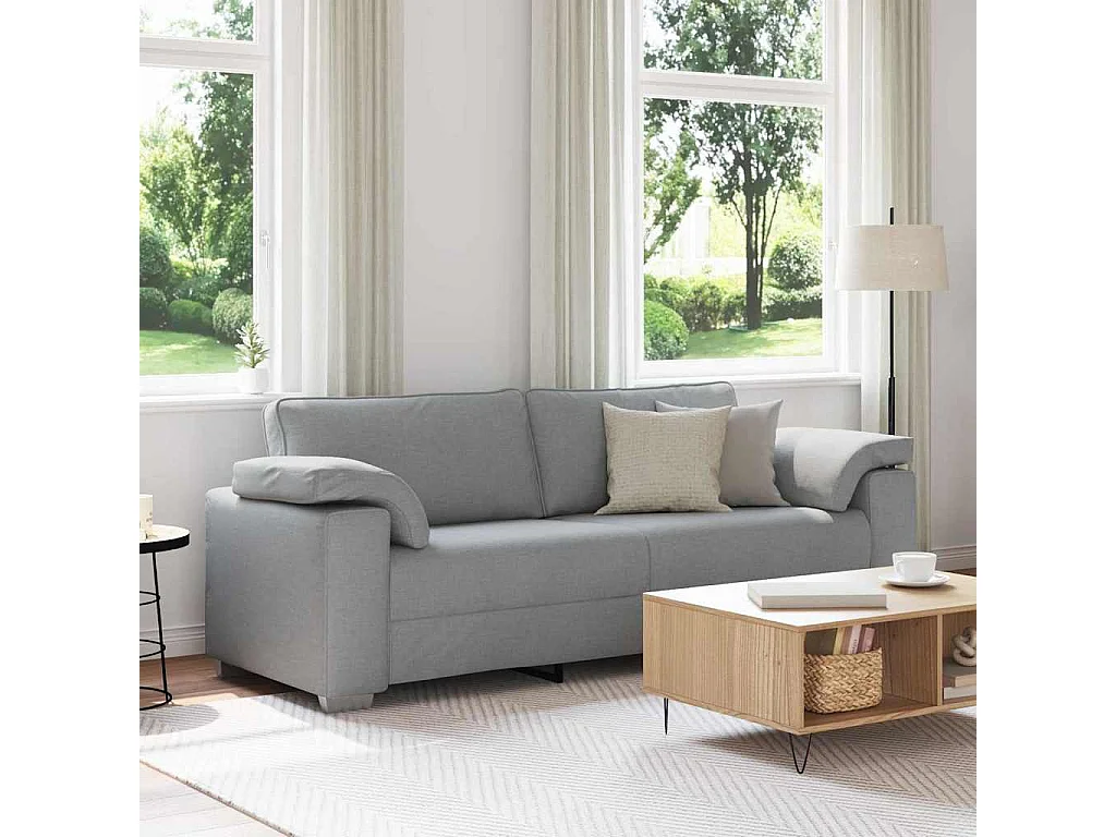 Bank met kussen Lichtgrijs 219 x 77 x 82 cm stof