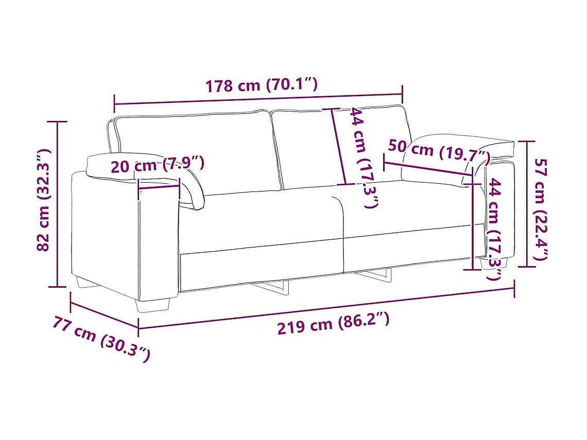 Bank met kussen Lichtgrijs 219 x 77 x 82 cm stof
