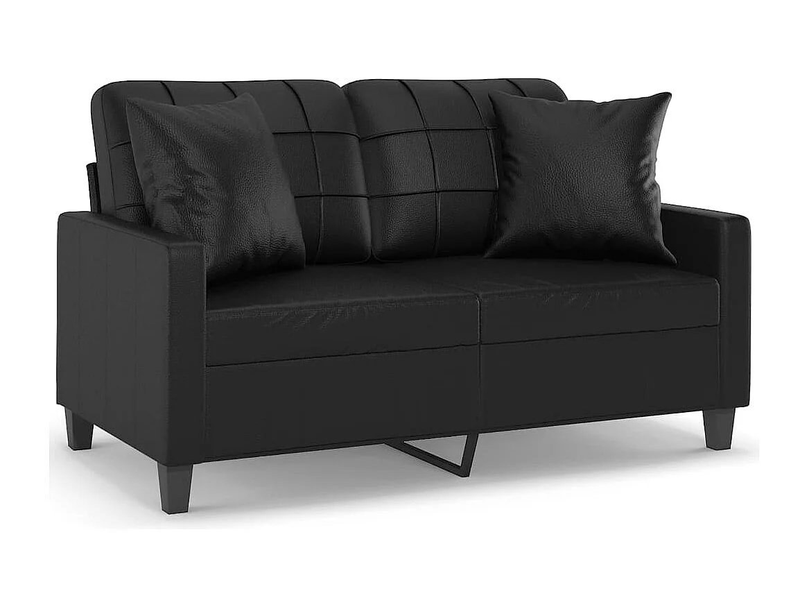2-zitsbank met sierkussens zwart 120cm kunstleer