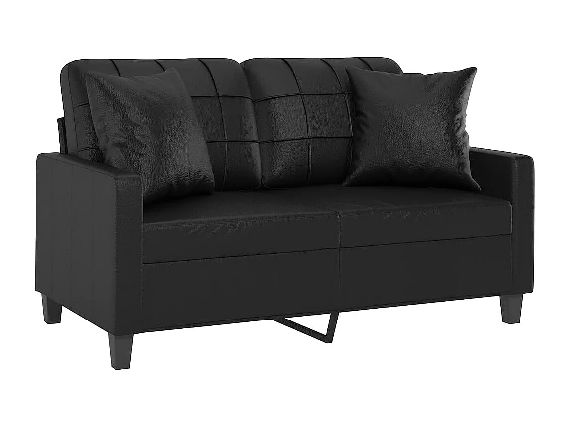 2-zitsbank met sierkussens zwart 120cm kunstleer