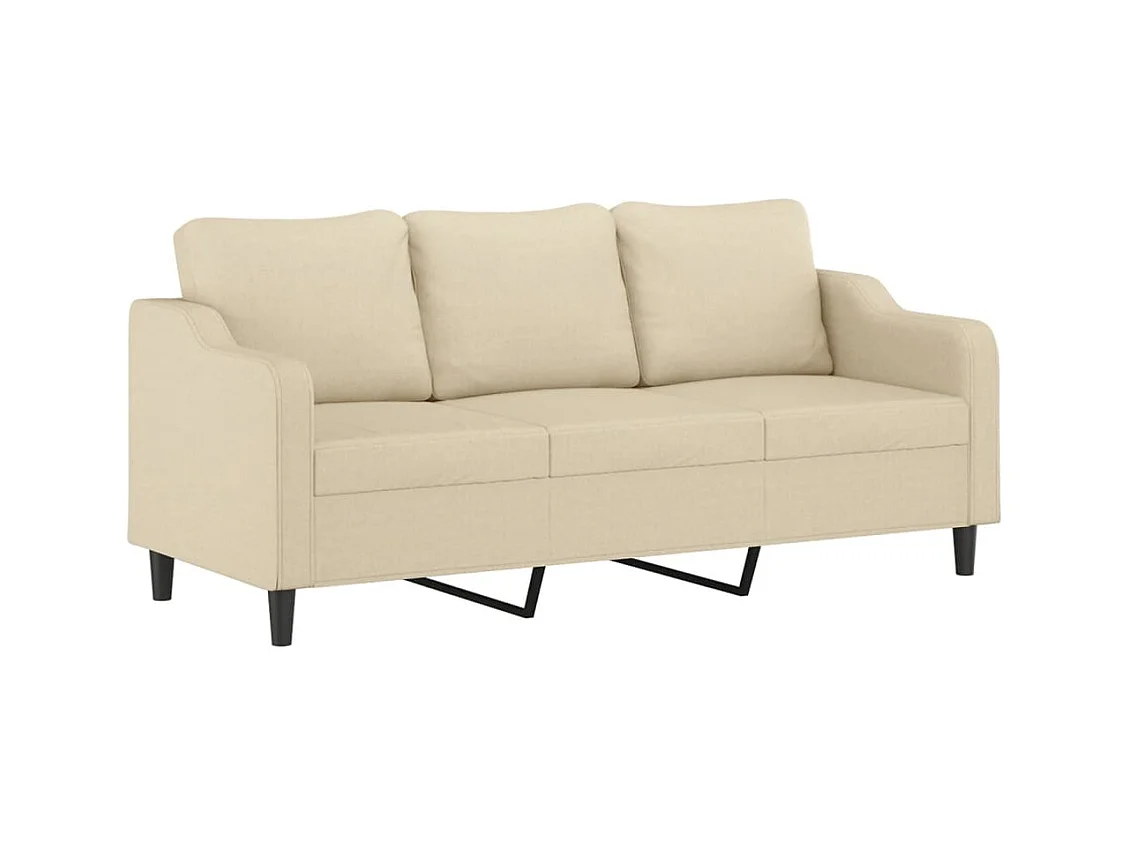 Divano a 3 posti con poggiapiedi in tessuto color crema da 180 cm