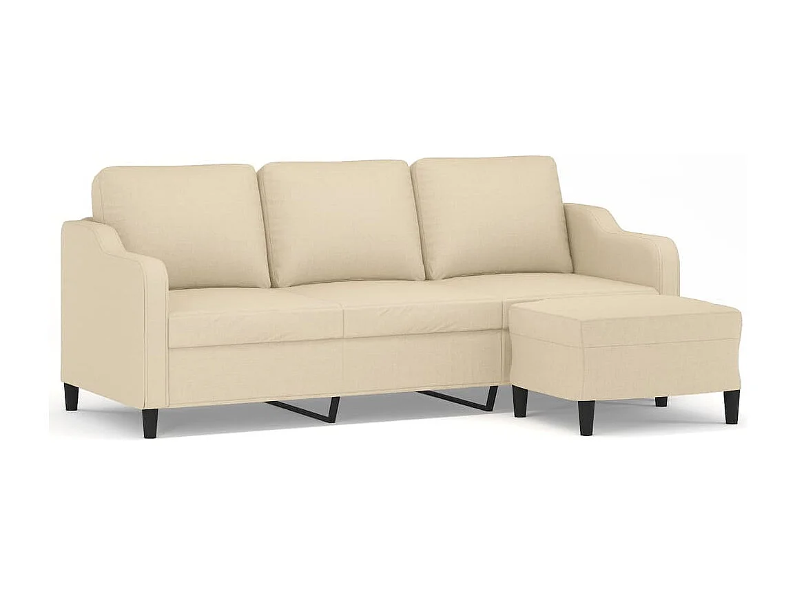 Canapé à 3 places avec repose-pieds Crème 180 cm Tissu