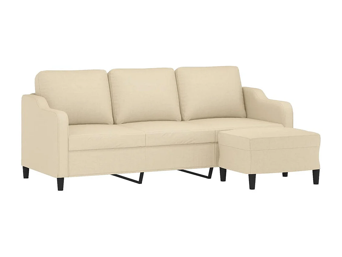 Canapé à 3 places avec repose-pieds Crème 180 cm Tissu