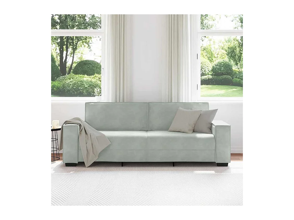 Divano 3 posti Grigio chiaro 180 cm Velluto