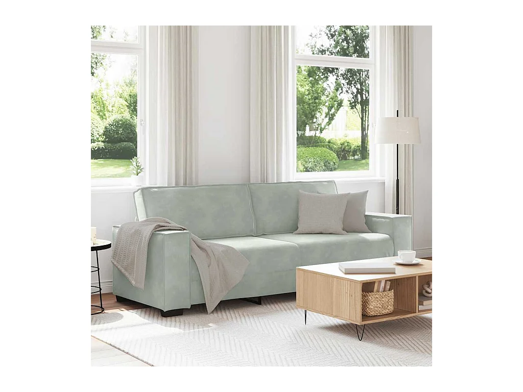Canapé à 3 places Gris clair 180 cm Velours