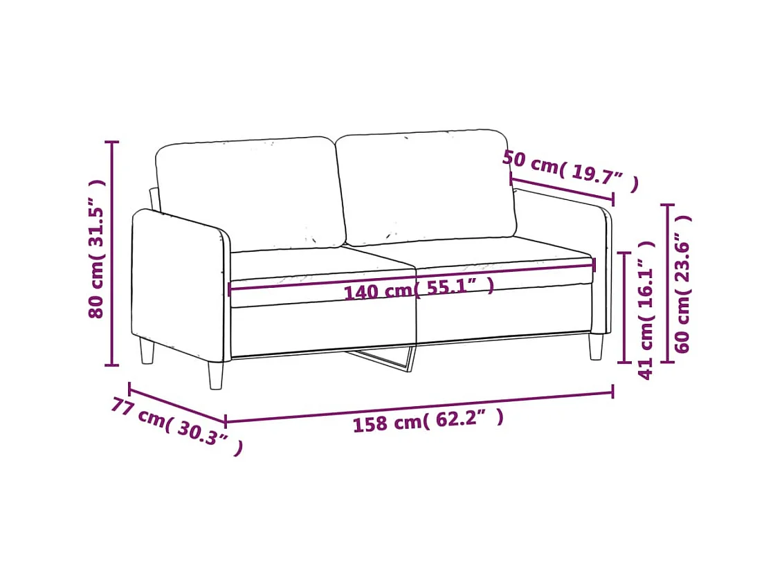 2-Sitzer-Sofa Hellgrau 140 cm Stoff