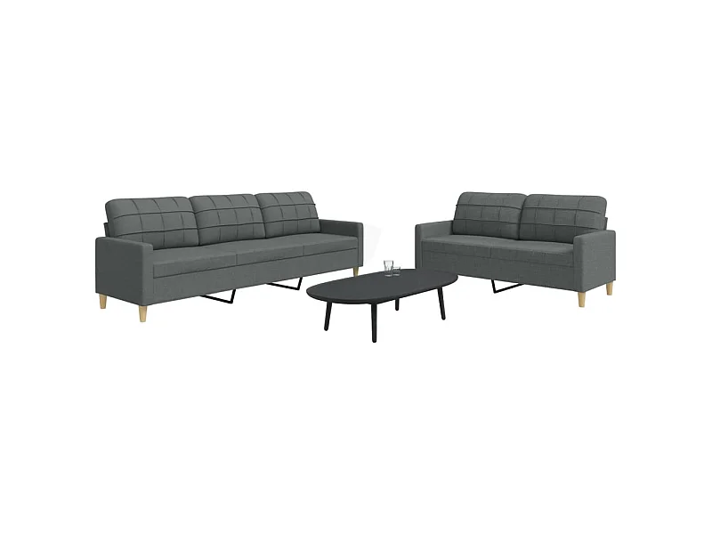 2-teiliges Sofaset, dunkelgrauer Stoff