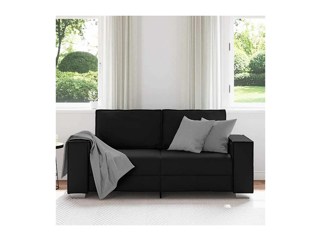 Divano poltrona nero 180 x 78 x 84 cm in similpelle