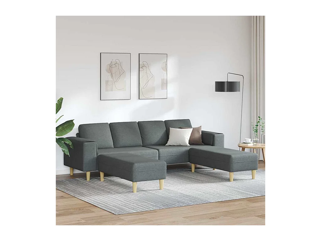 Set di divani 3 pezzi in tessuto grigio scuro