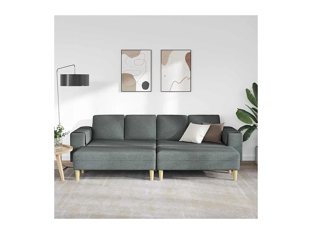 Set di divani 3 pezzi in tessuto grigio scuro