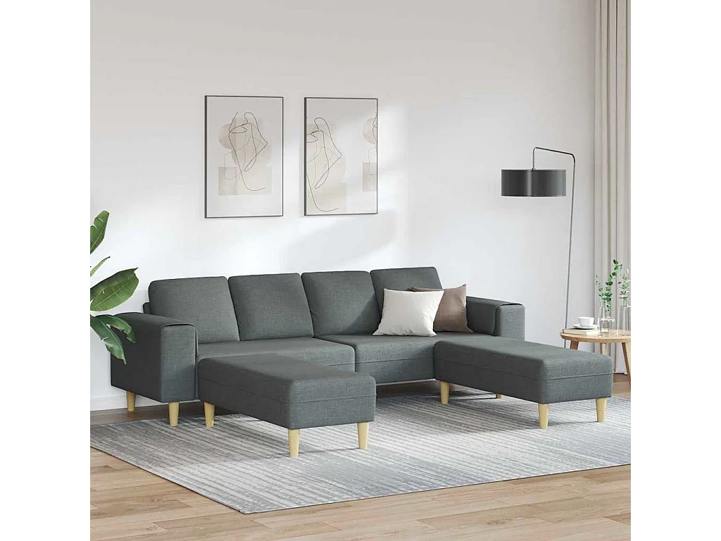 3-teiliges Sofaset in dunkelgrauem Stoff