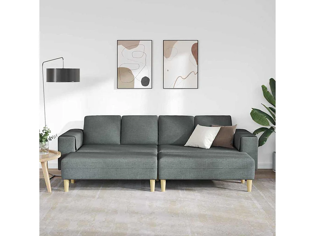 3-teiliges Sofaset in dunkelgrauem Stoff