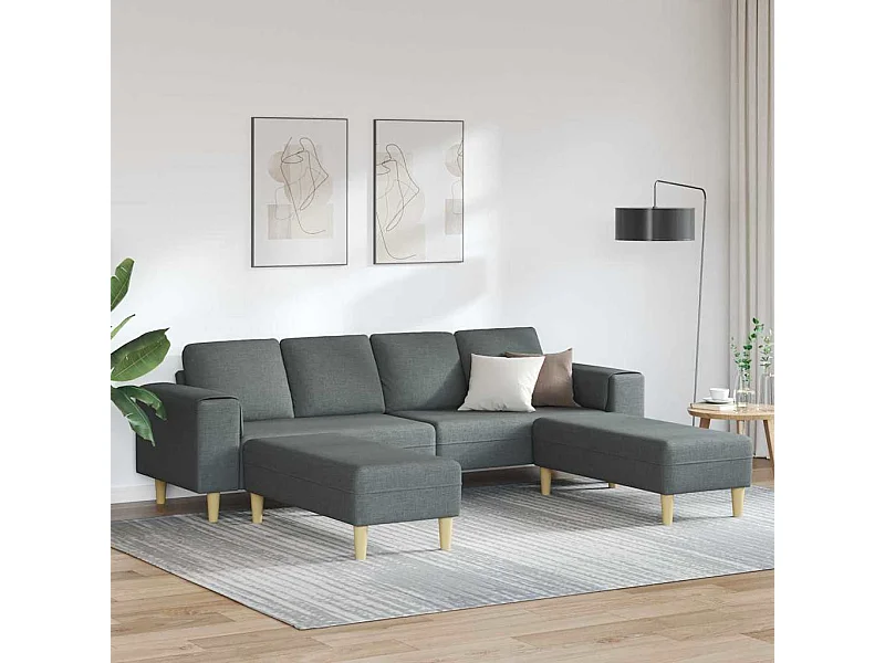 Ensemble de Canapés 3 pcs Gris foncé tissu