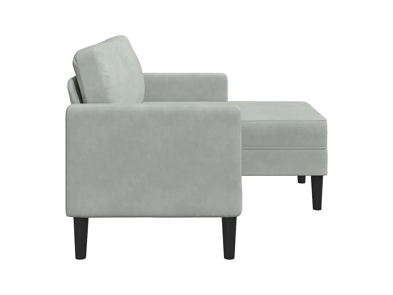 Canapé 2 places avec méridienne en L gris clair 125 cm velours