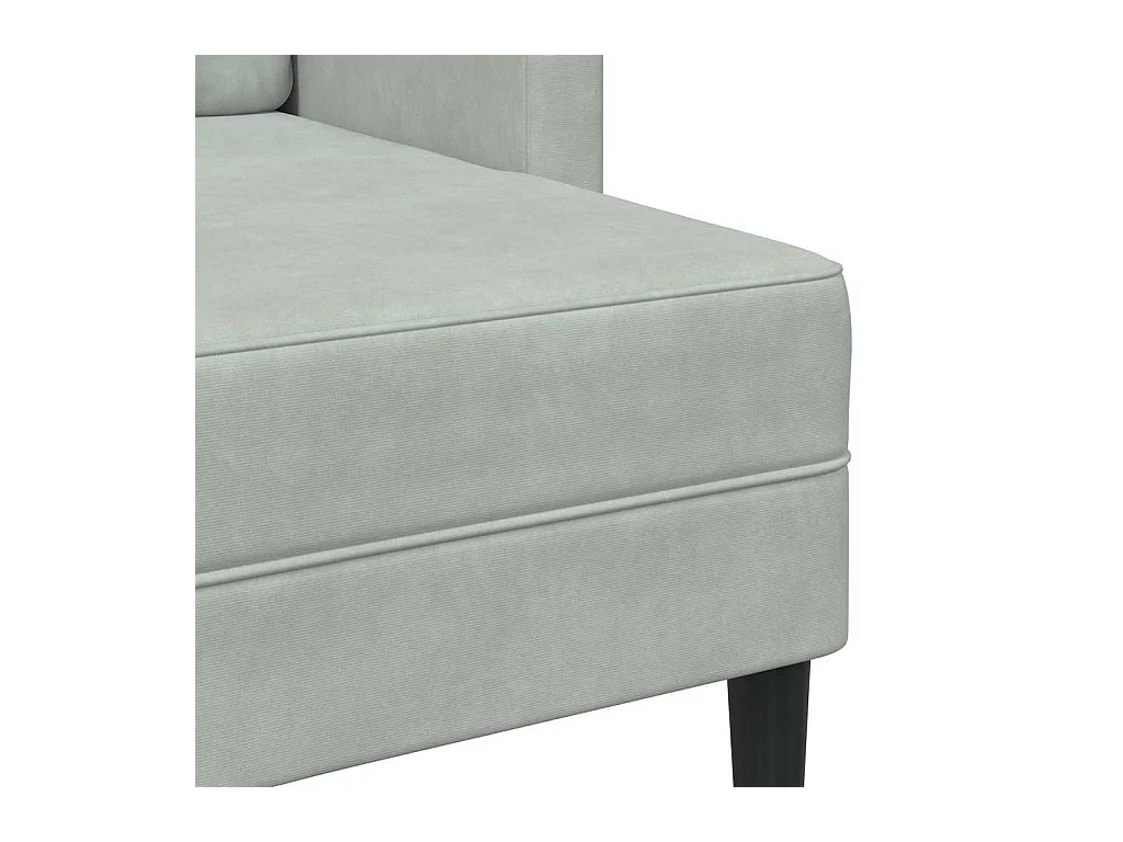 Canapé 2 places avec méridienne en L gris clair 125 cm velours