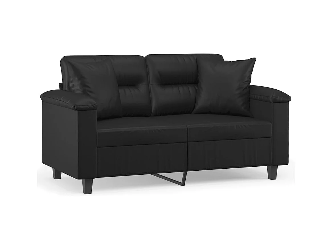 2-zitsbank met sierkussens zwart 120cm kunstleer