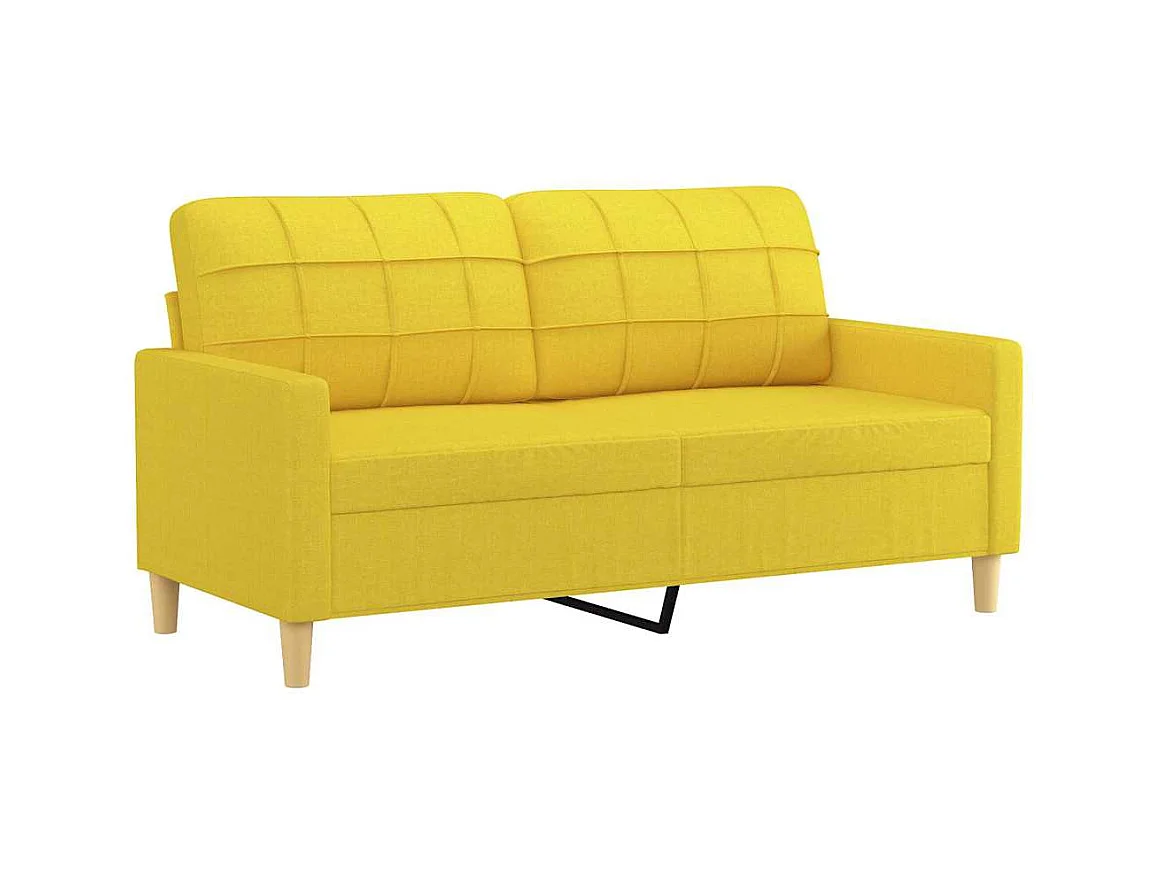 Divano 2 posti Giallo chiaro 140 cm Tessuto