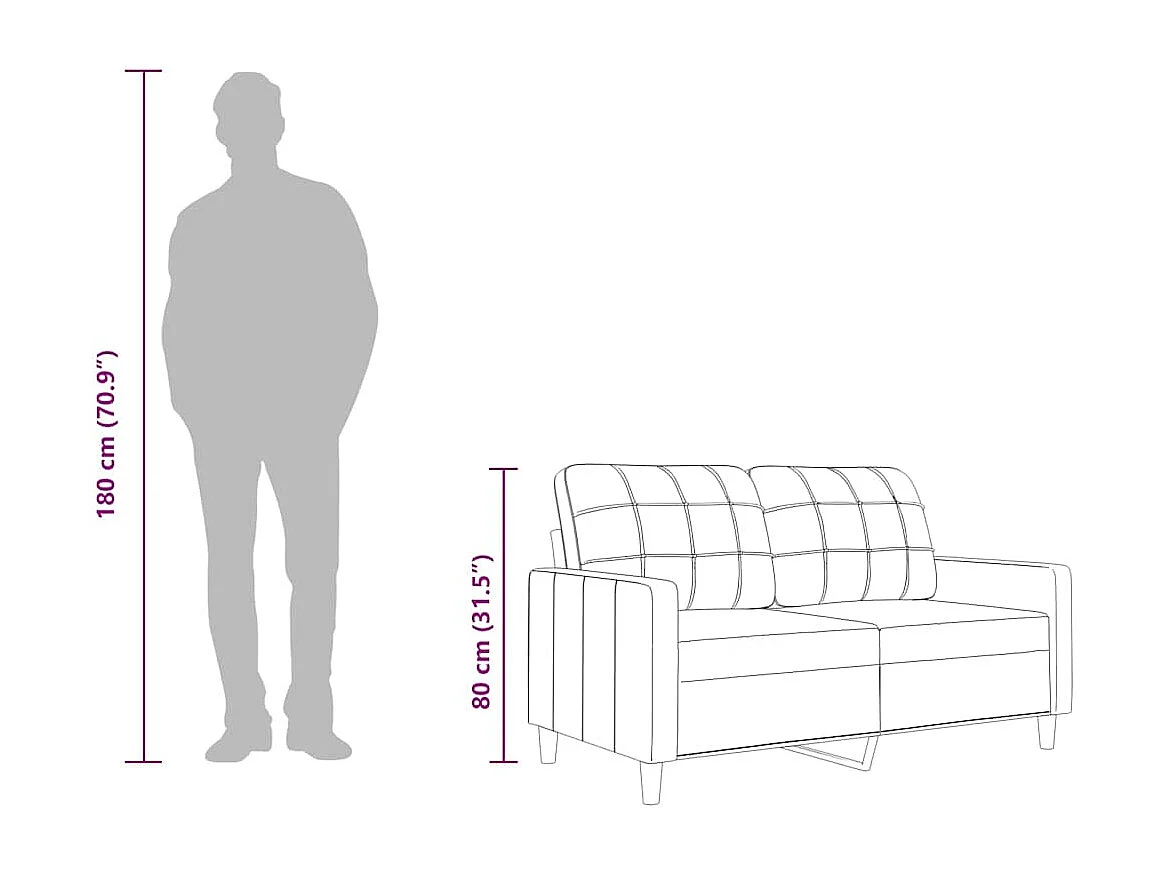 Canapé à 2 places Jaune clair 140 cm Tissu