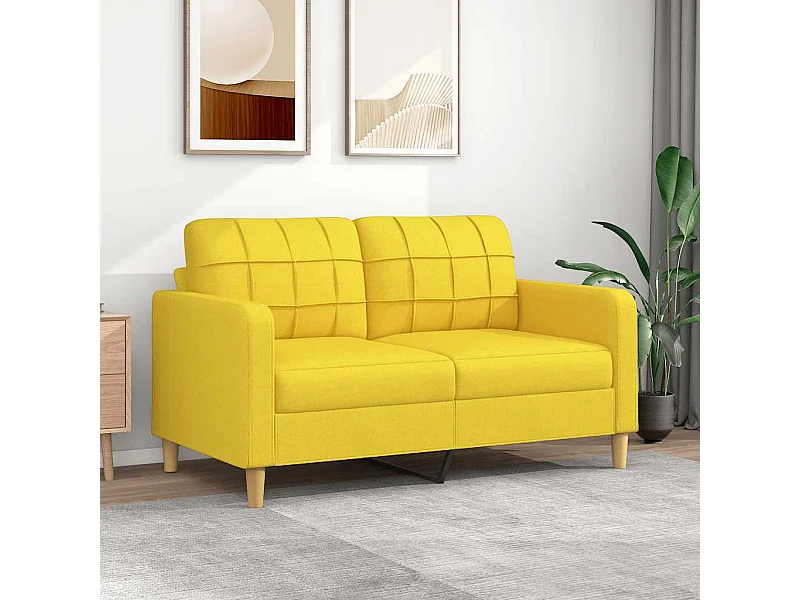 Canapé à 2 places Jaune clair 140 cm Tissu