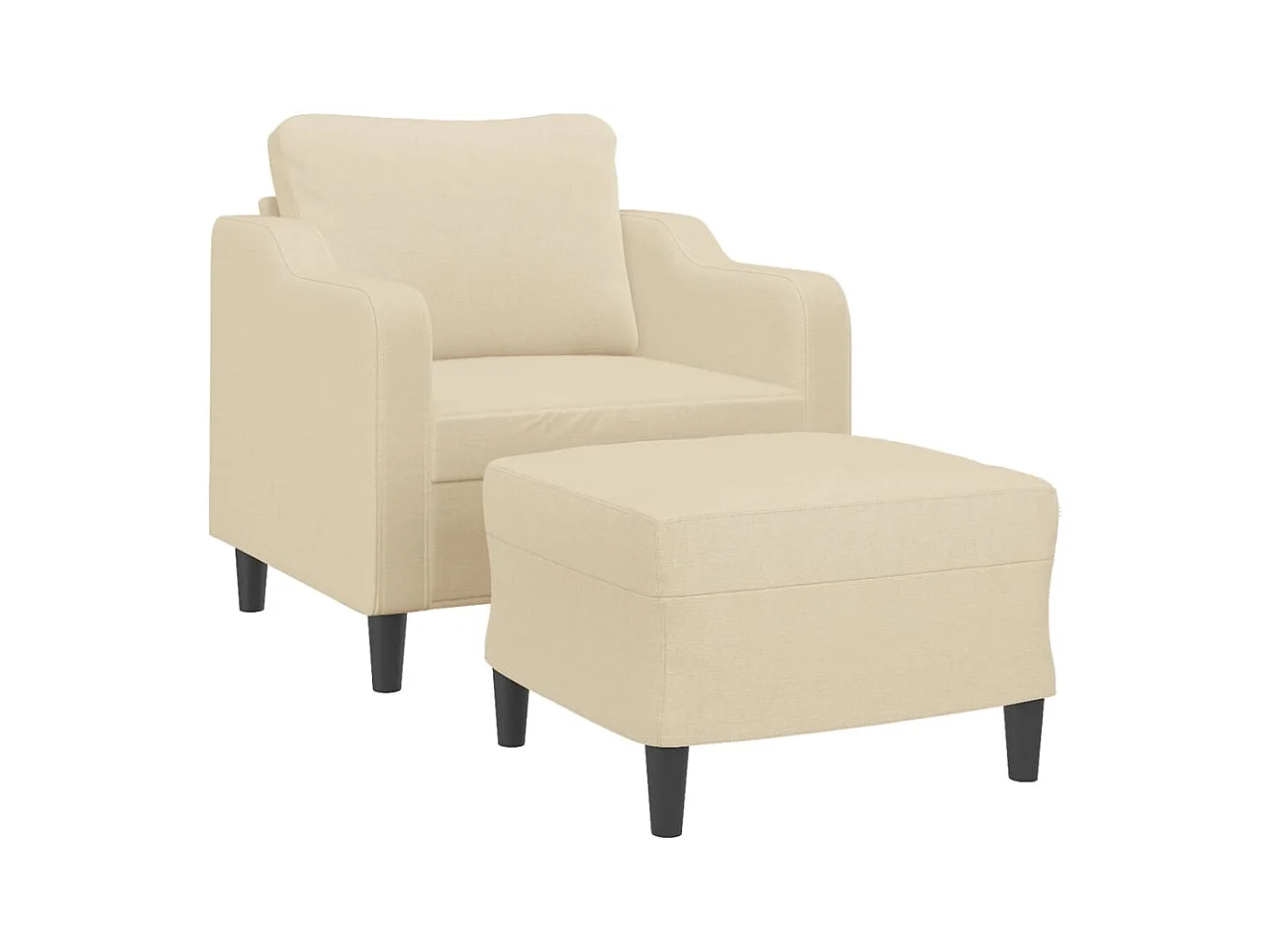 Poltrona con poggiapiedi Panna 60 cm Tessuto