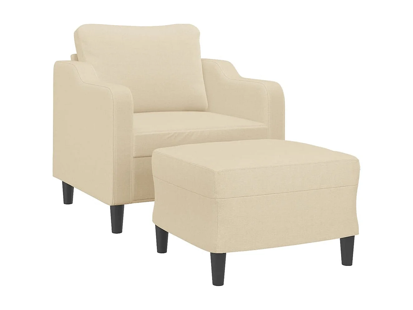 Fauteuil met voetenbankje Crème 60 cm Stof